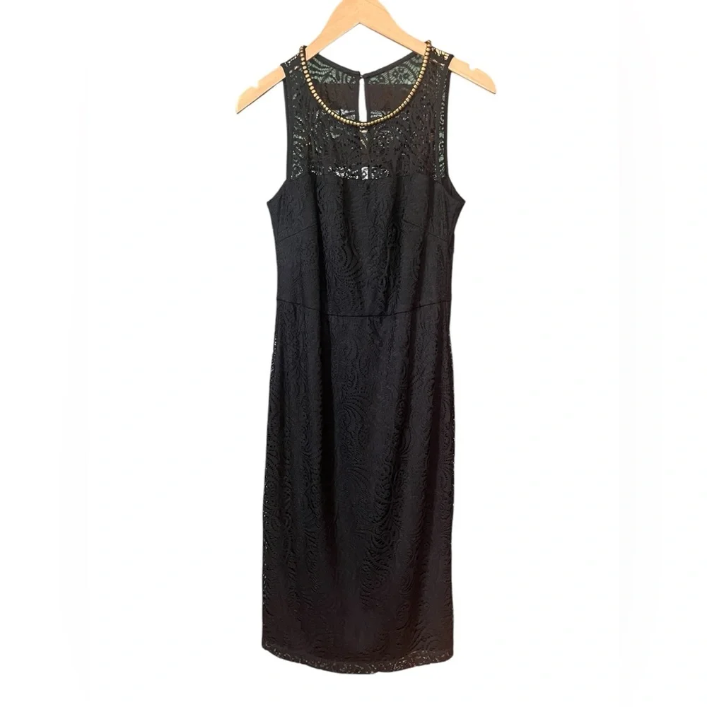 Jessica Simpson Black Lace Bodycon Sheath Midi Cocktail Dress 10 - Picture 3 of 9